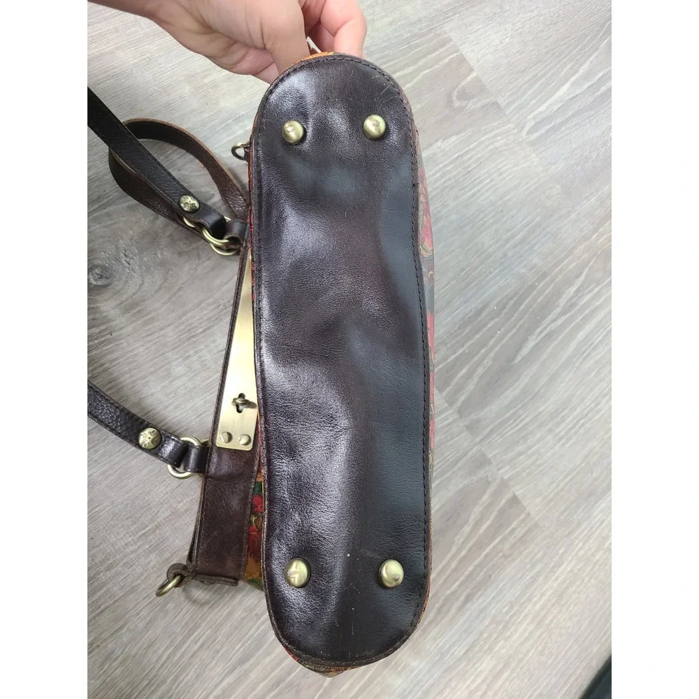 Patricia Nash Golden Rustic Forest Poppy Tote Purse Italian Leather Euro Summer